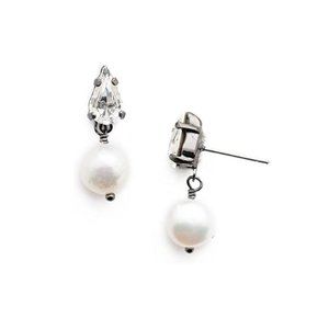 Sorrelli Helena Austrian Crystal Collection Pearl Clear Dangle Post Earrings